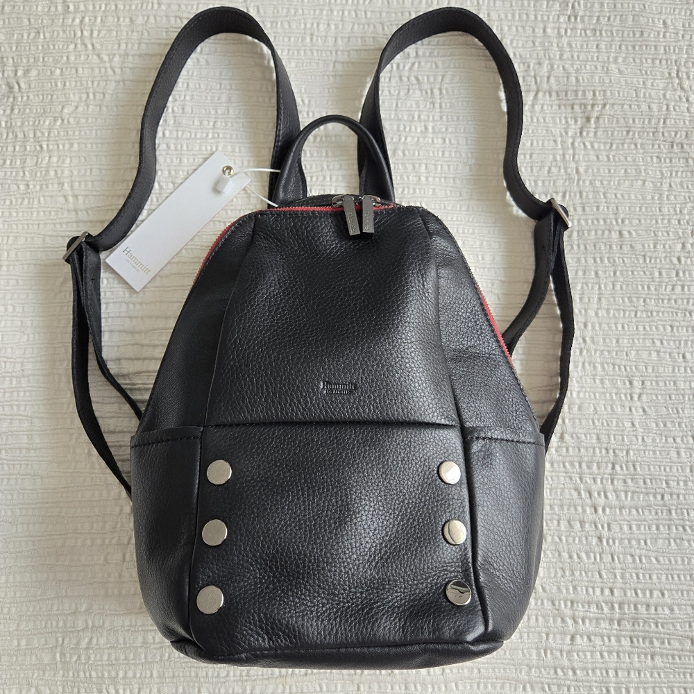 🖤❤️ NWT Hammitt Hunter Medium Black Backpack Red Zipper Gunmetal Hardware